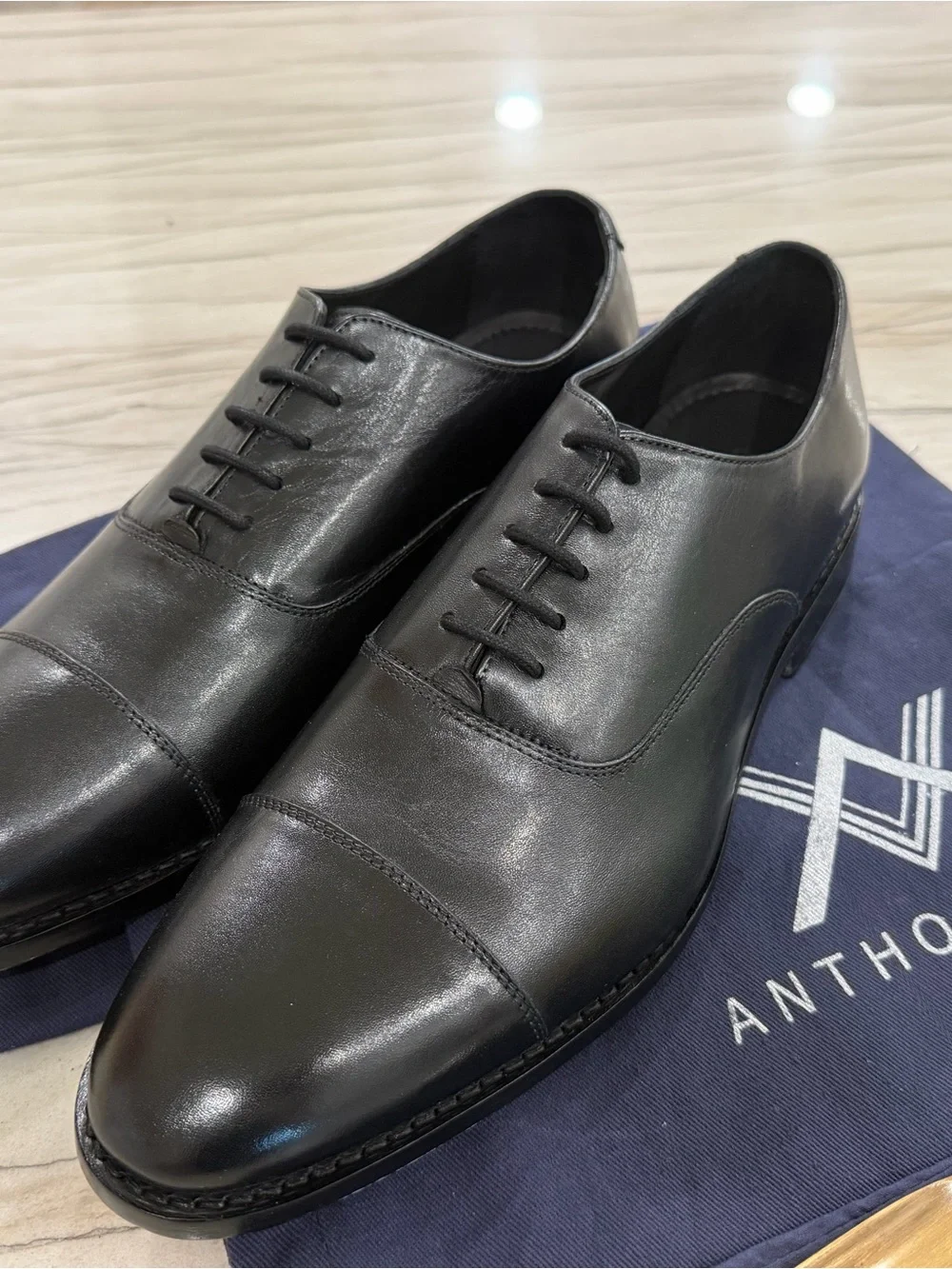 Anthony Veer Clinton Black Leather Goodyear Welt Oxford Shoes Men’s 11.5